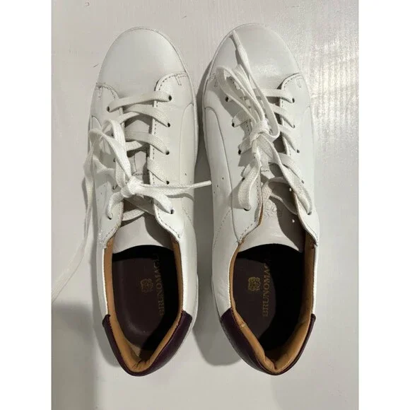 Bruno Magli Mens Lace Up Round Toe Low Top Sneakers White Leather Size 7 - Picture 2 of 11